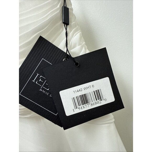 New Mac Duggal Size 6 White 11442 Feather Cuff One Shoulder Gown Dress Wedding - Picture 9 of 9